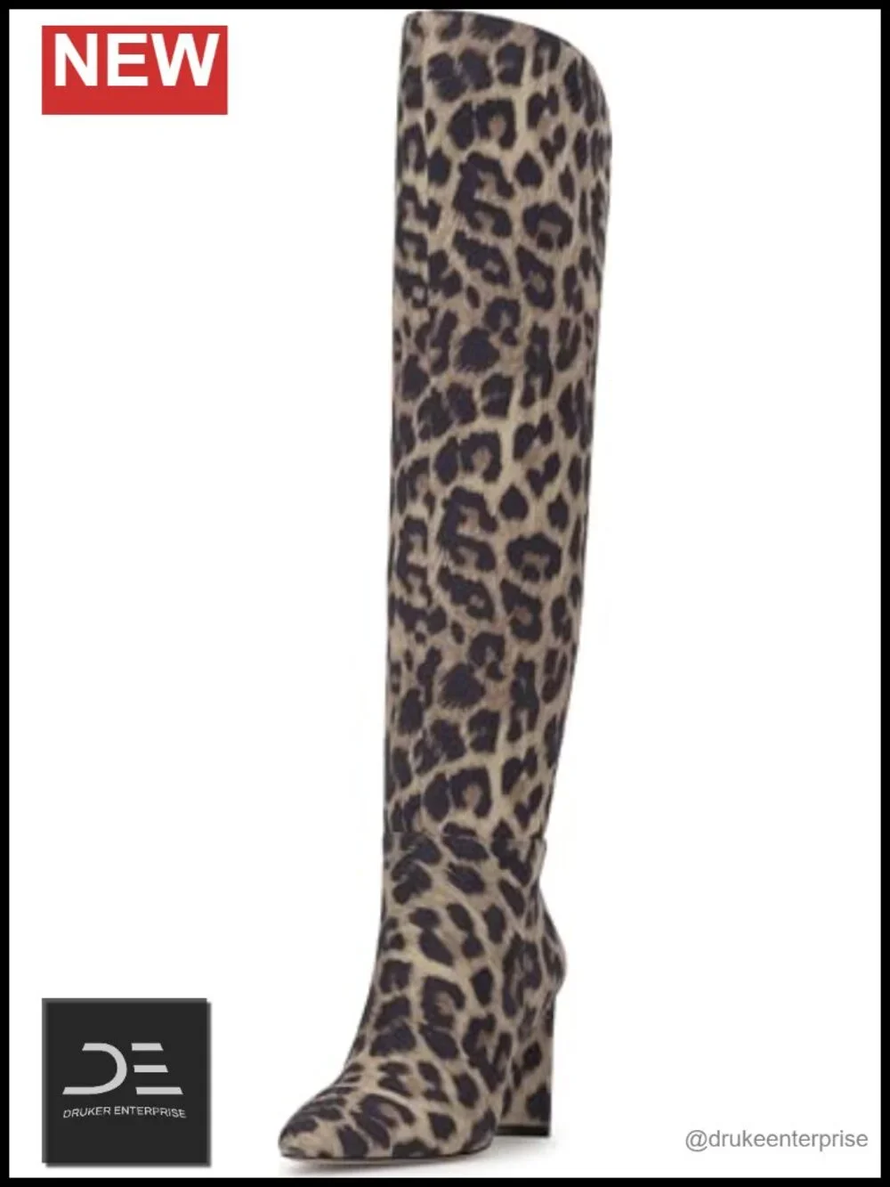 Faux Leather Over-the-Knee Boots Block Heel Zip Pointed Toe